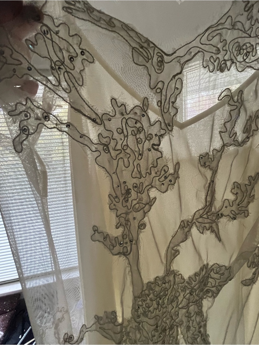 Newport News Ivory Sheer Embroidered Maxi Dress - Picture 3 of 5